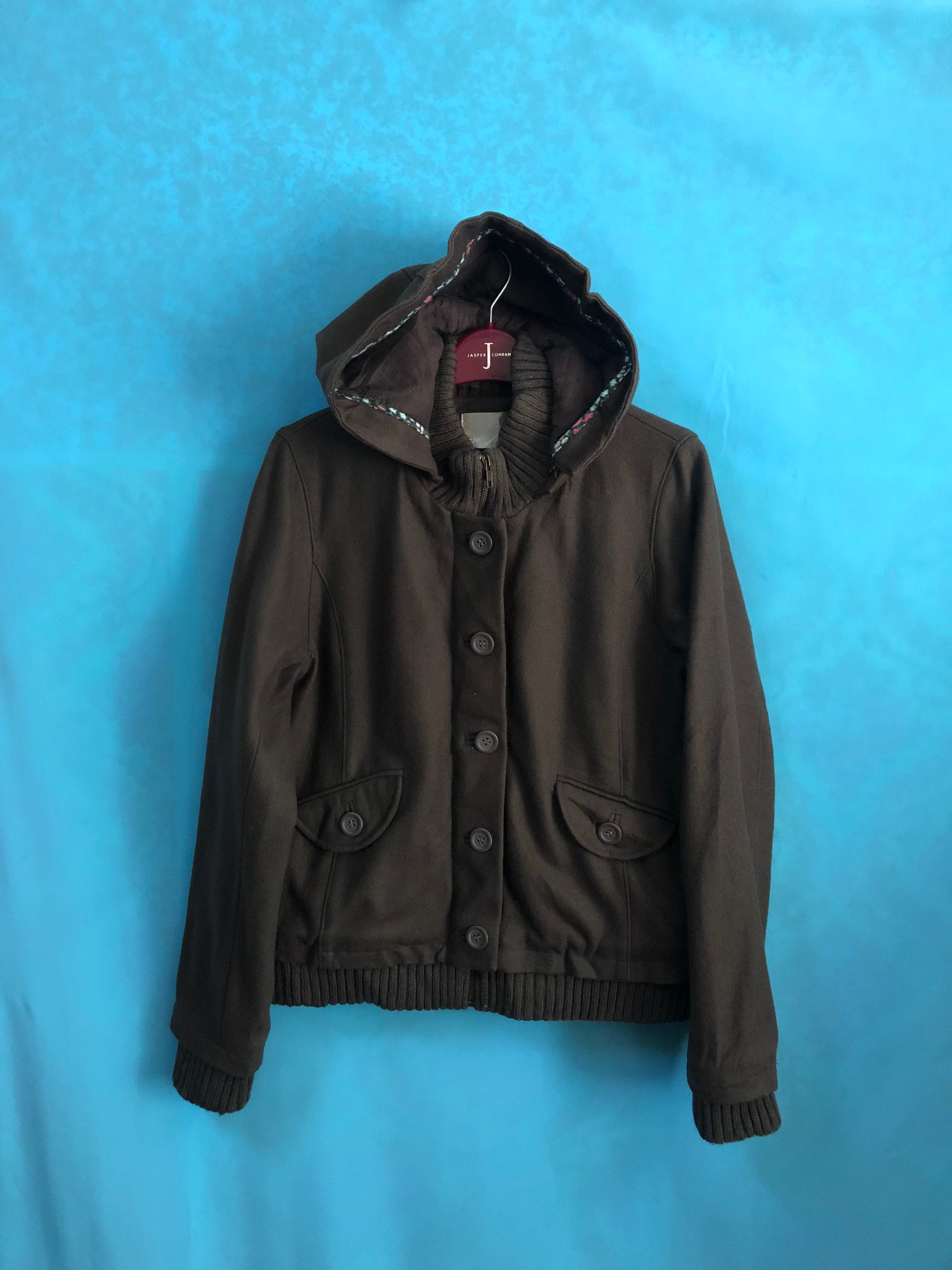VTG Olive Des Olive Hoodies Wool Zipper Button Jackets Medium #406