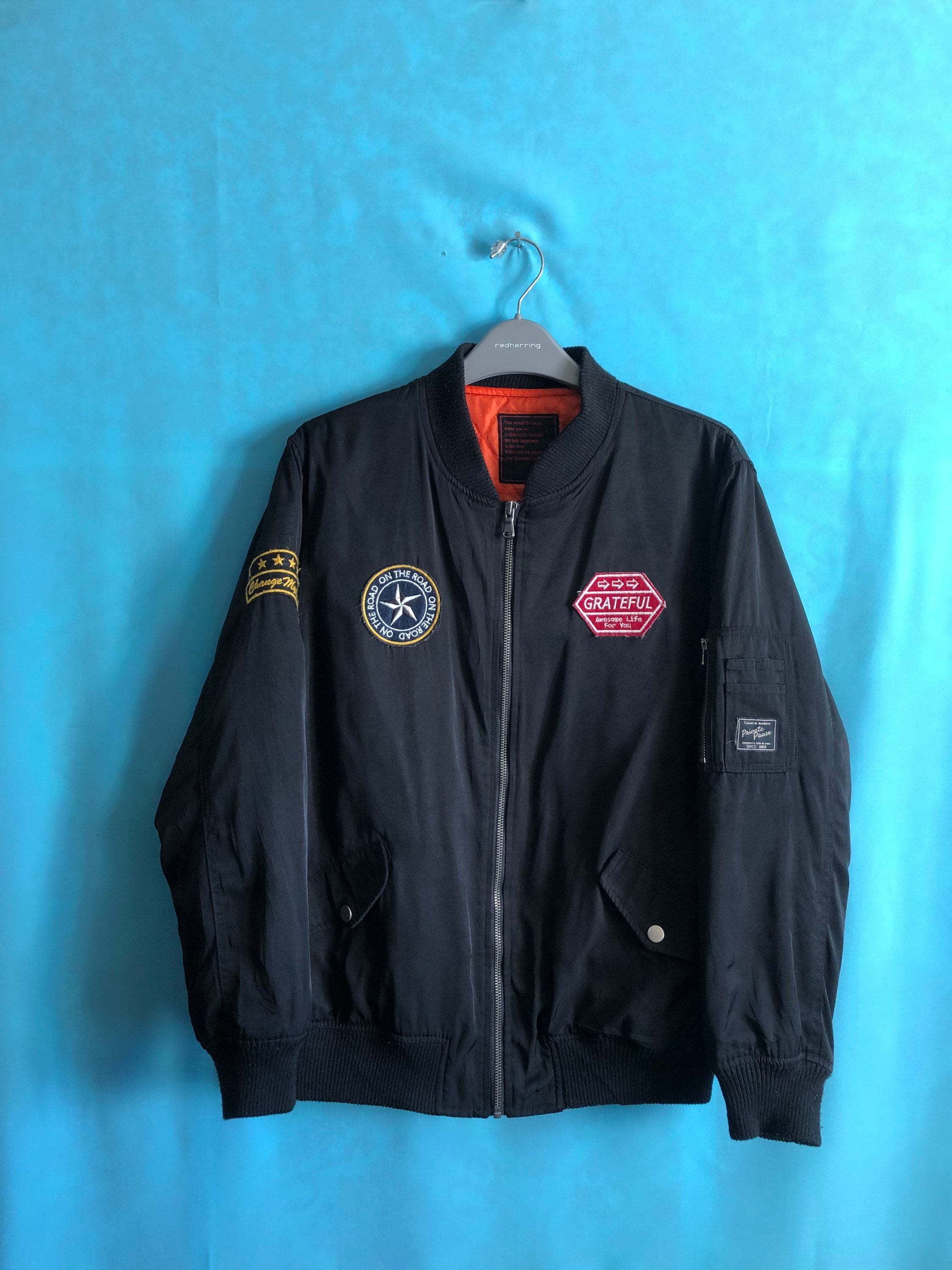 SALE!!VTG Private Pause Bomber Jacket Patches Cool Designer