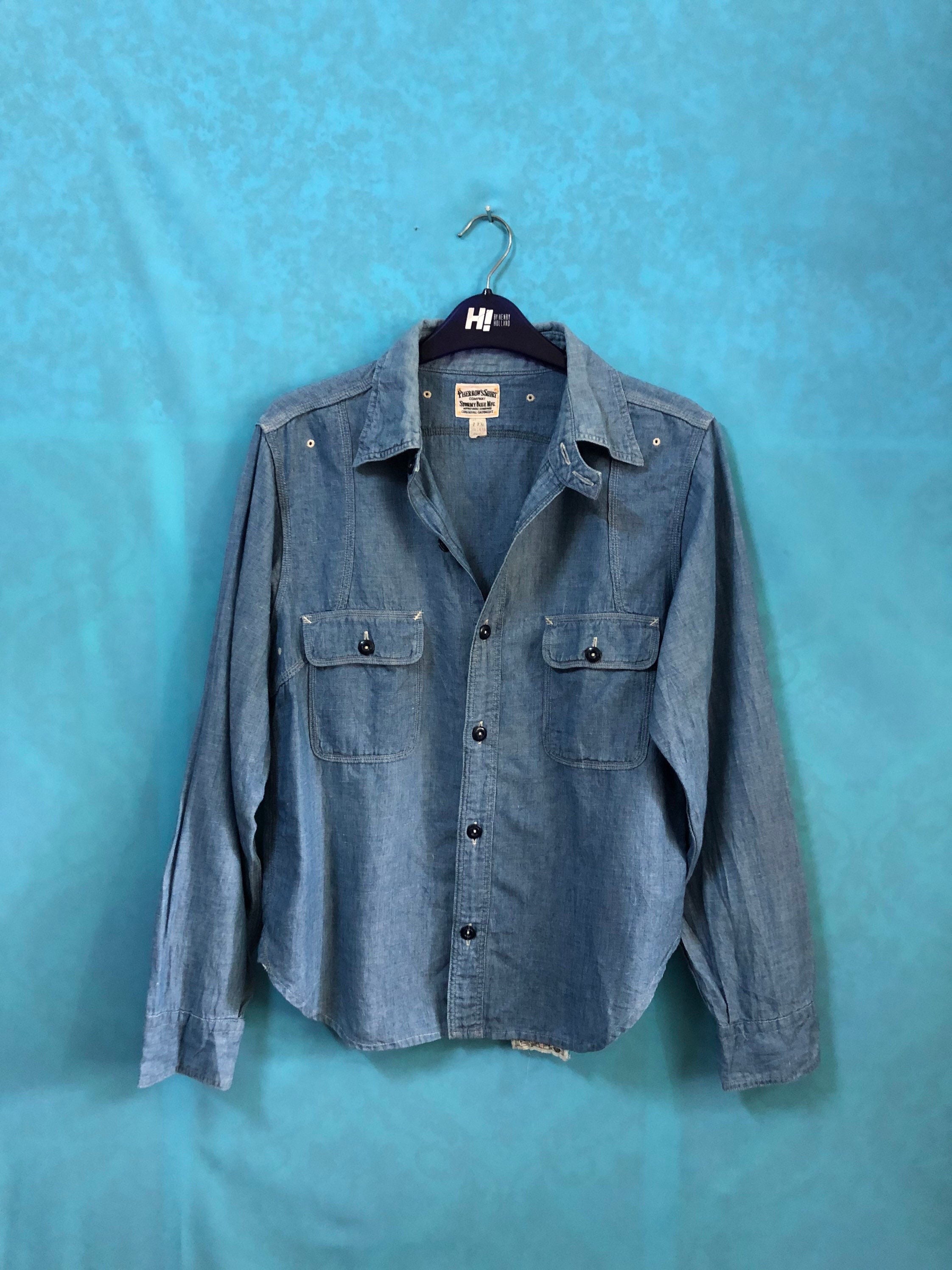 RAREVTG Pherrow Shirt Company Stormy Blue Mfg Western Shirt