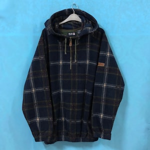 VTG FILA SPORTS tartan check plaid hoodies quarter zipper jackets coats large #C4