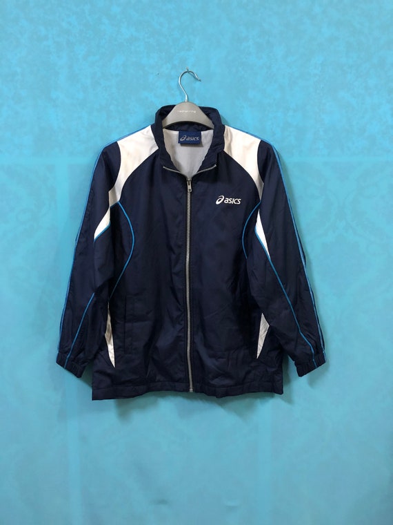 VTG ASICS windbreaker jackets navy blue medium #4… - image 3