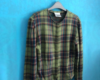 RARE!! VTG norma kamali tops checkered multicolor button down medium #1030