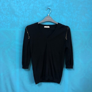 SALE!! VTG nina ricci 38 avenue montaigne-paris zipper jumper cardigan v neck small black womens girls #902