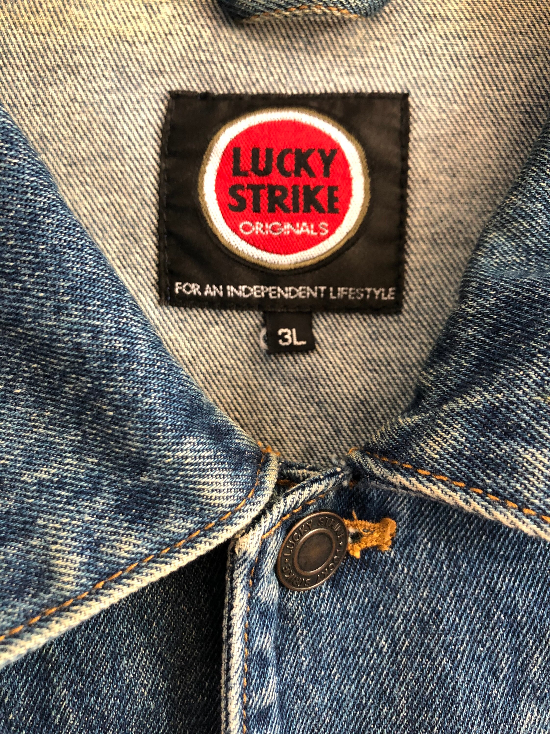 SALE!!VTG Lucky Strike Oversized Trucker Denim Jacket Size 3L