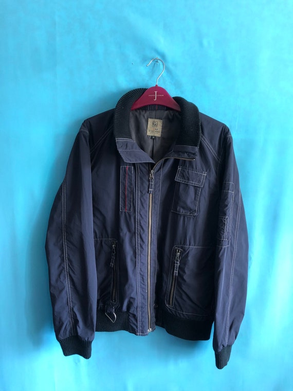 SALE!!VTG g- stage comming man jacket tactical bomber navy zipper medium #1394