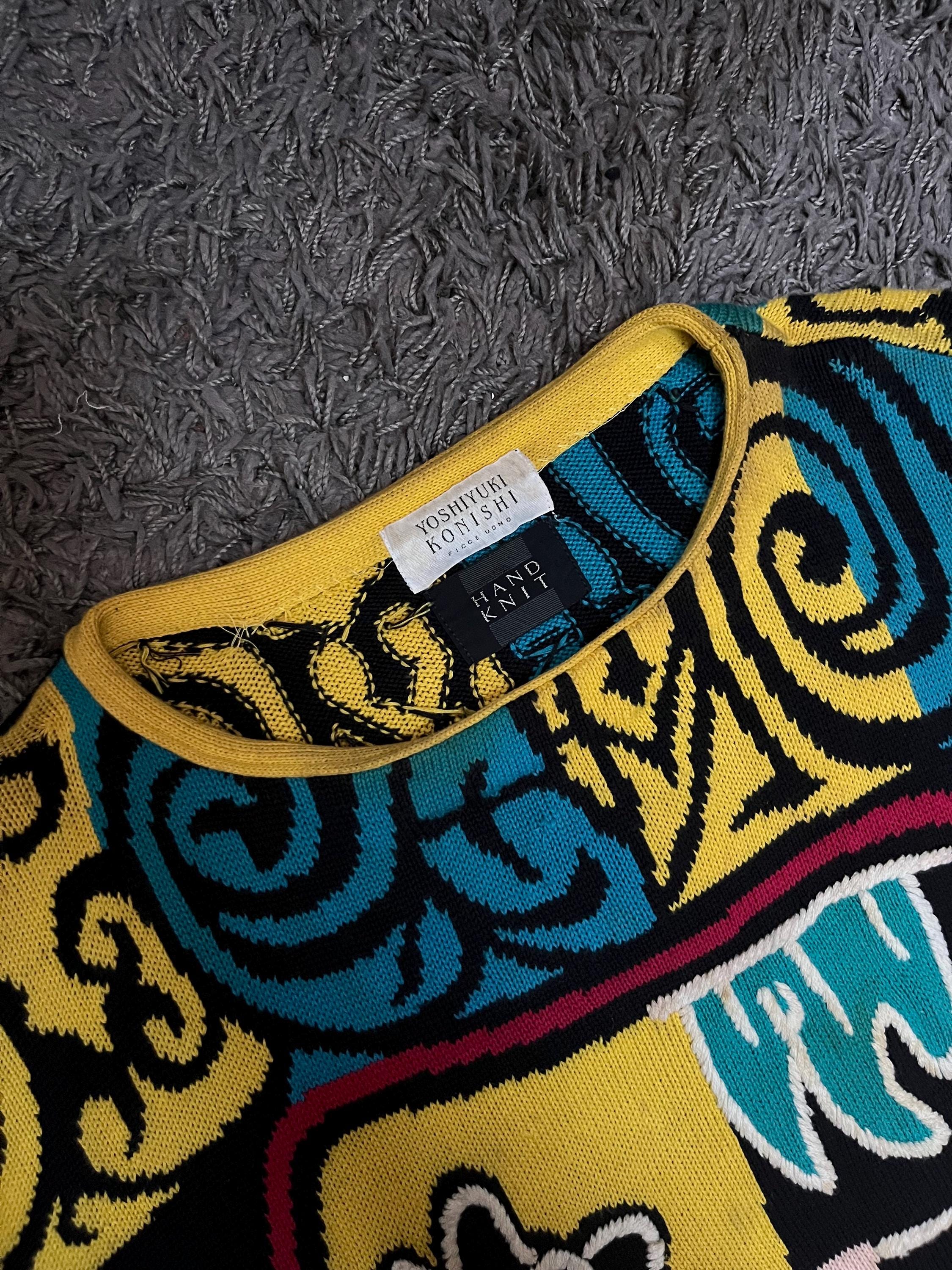 1990s YOSHIYUKI KONISHI Artwork Hand Knit Bold Knitwear Multicolor 