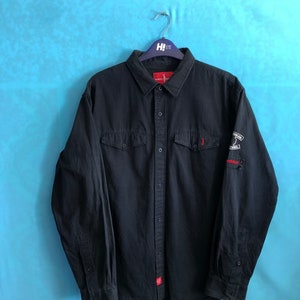 RARE!!VTG minor problem multinational tactical shirt workers black japanese designer large #1474