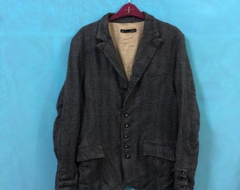 VTG rare JOHN BULL jackets coats blazer button herring bone grey designer medium #323