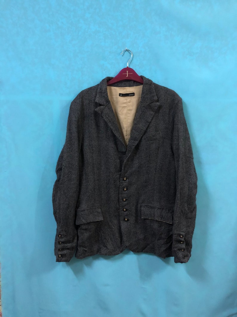 VTG rare JOHN BULL jackets coats blazer button herring bone grey designer medium 323 image 1