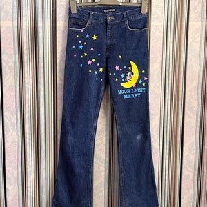 RARE!!VTG lovers house super lovers jeans but coots moon light merry medium size 26 #D2