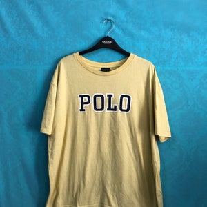 ON SALE!! VTG polo ralph lauren polo spell out big log yellow extra large #731