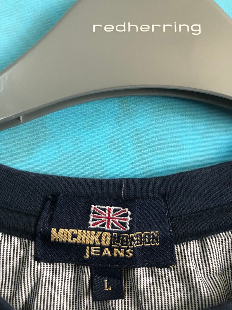 ON SALE! VTG michiko london jeans patches maps london grey large #806