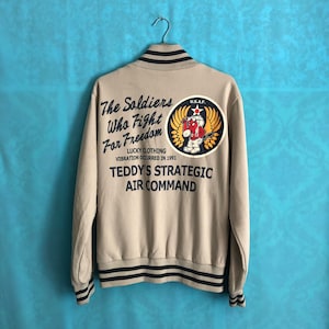 VTG TED COMPANY 9th air force  since 1991 devils equipment  cream soda varsity jackets medium #541