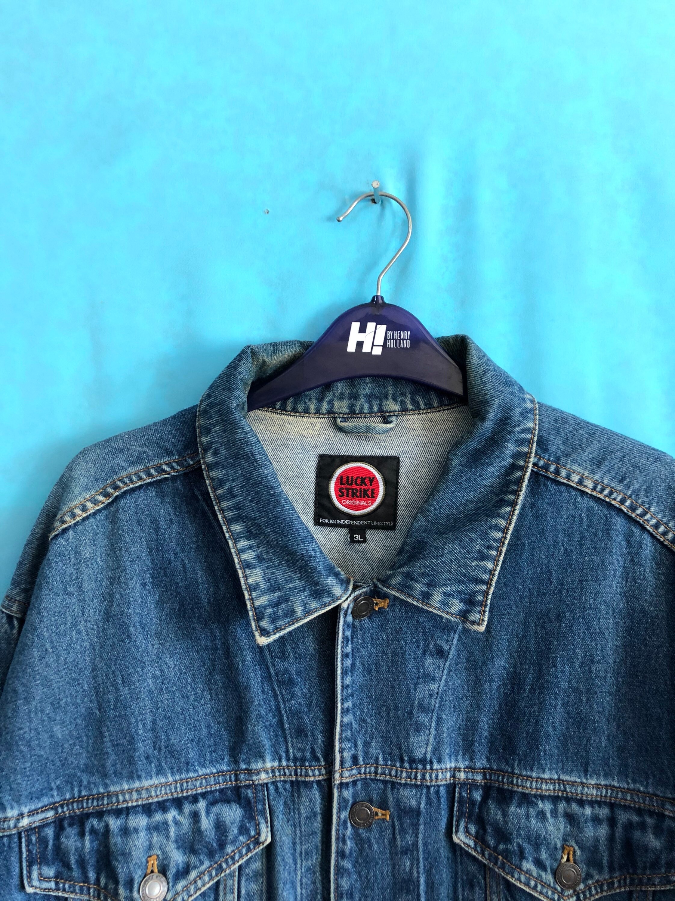 SALE!!VTG Lucky Strike Oversized Trucker Denim Jacket Size 3L SALE!!VTG Lucky Strike Oversized Trucker Denim Jacket Size 3L