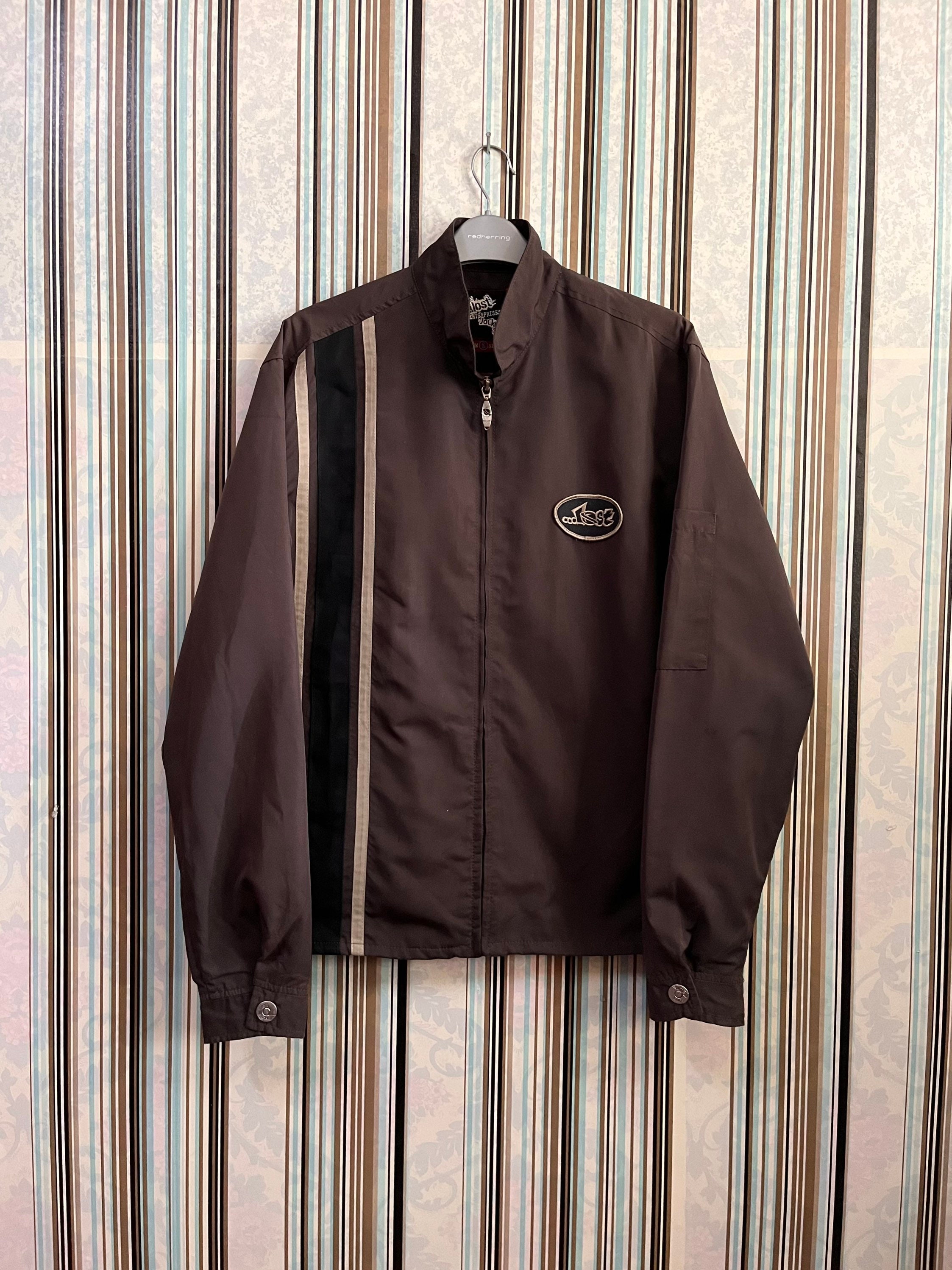 MEGARARE!!VTG og lost enterprise skateboard jackets striped patches tour size s #A6
