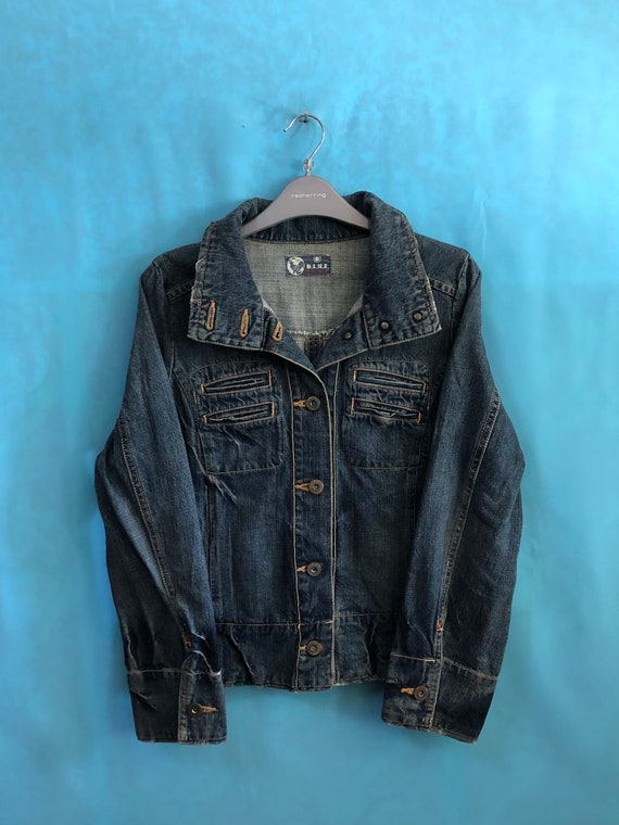 RARE!!VTG b.l.u.e blue jeans jacket button down d… - image 2