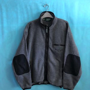 RARE!!VTG whole earth fleece jacket multipockets grey medium #1655