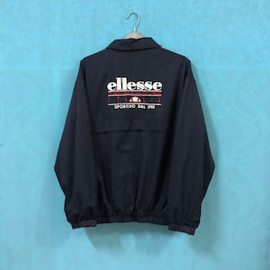 VTG ELLESSE sportivo dal 1959 windbreaker jackets embroidery logo navy blue #458