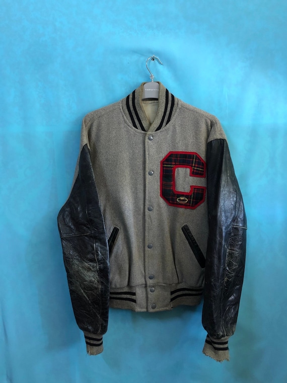 N Letterman Neutrals Blue Varsity Jacket - Jackets Masters