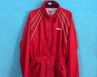 VTG FILA italia windbreaker fila sports fila bj red striped extra large #617