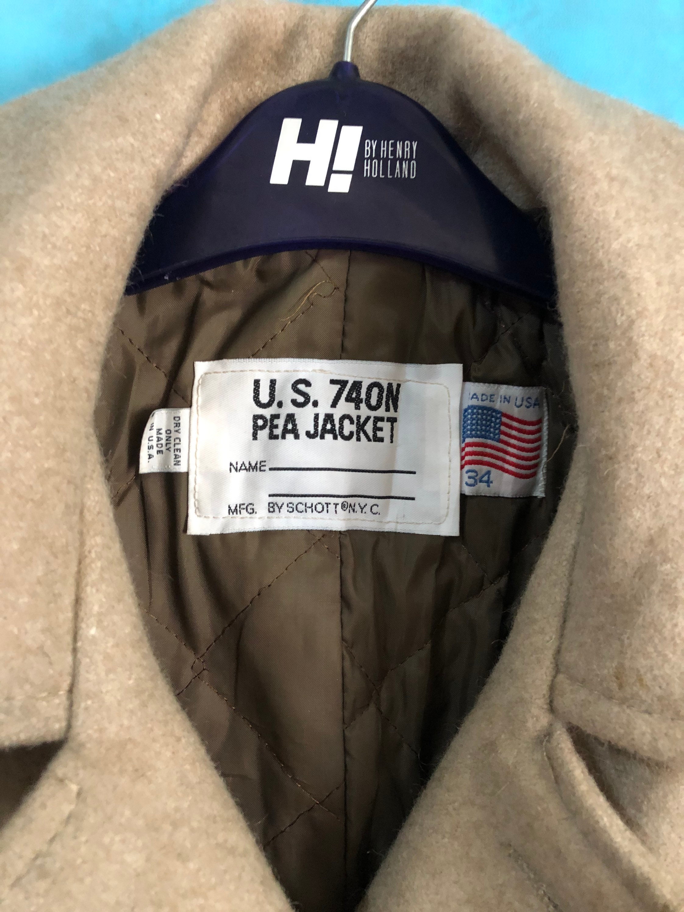 VTG Rare SCHOTT 740N Pea Jacket Peacoat Cream Made in Usa