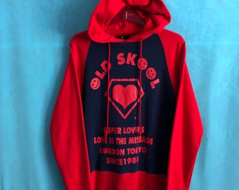 RARE!!VTG Super Lovers Hoodies Old Skool London Tokyo Two