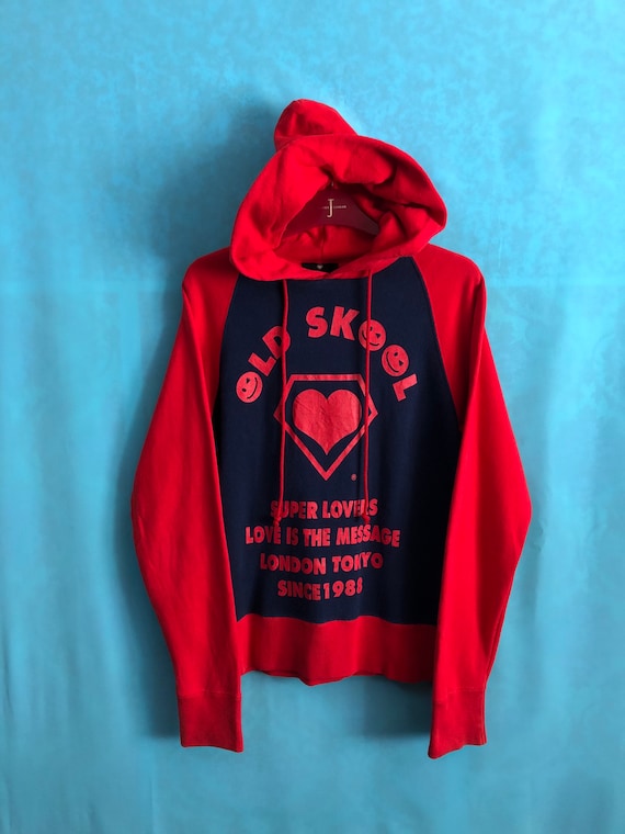 RARE!!VTG Super Lovers Hoodies Old Skool London Tokyo Two Tones