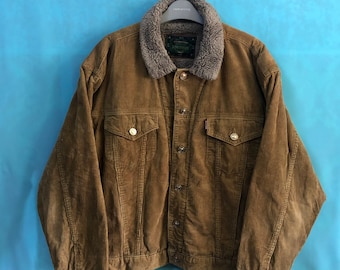 RARE!!VTG big john sherpa corduroy trucker original design medium #A2