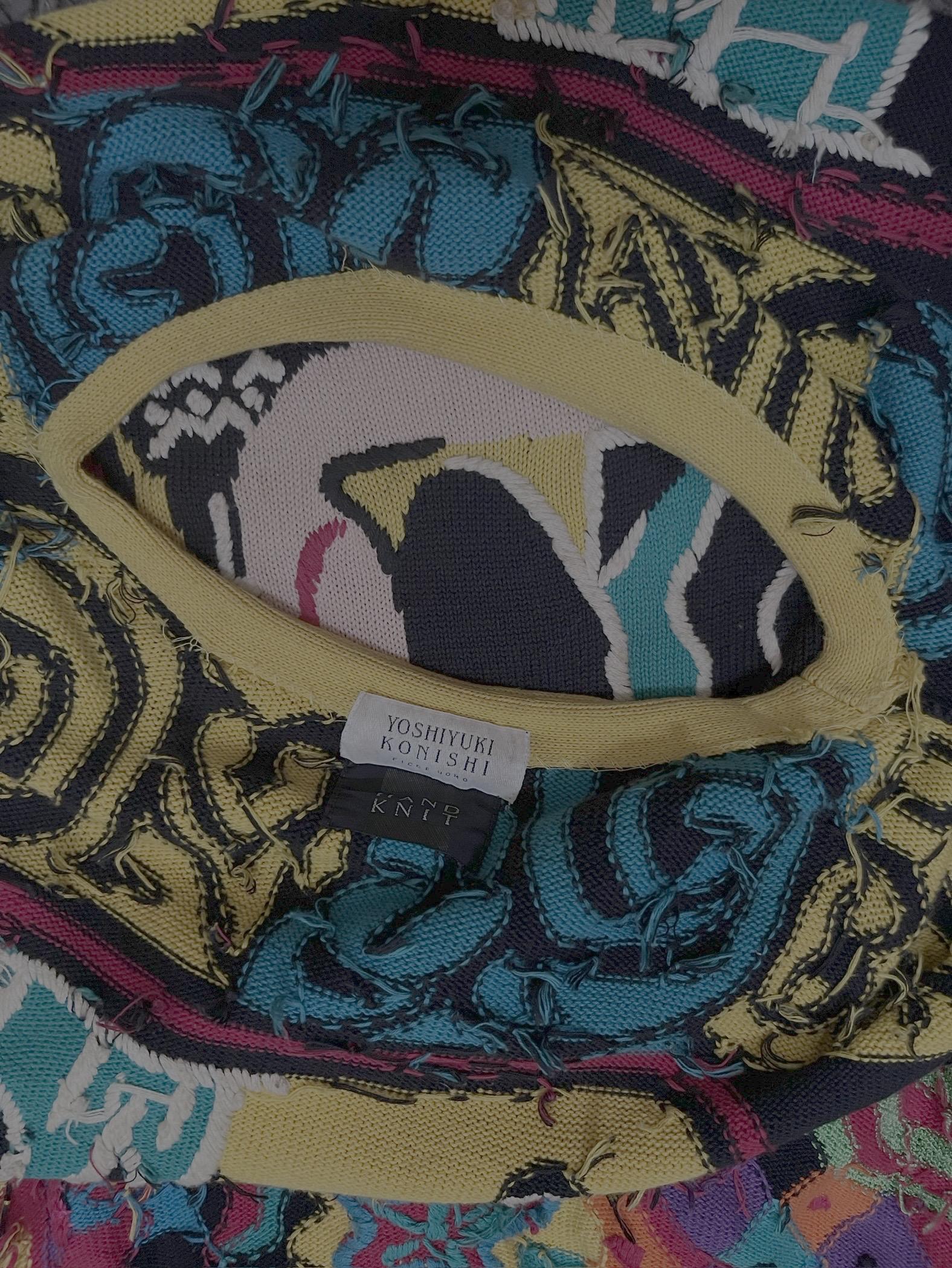 1990s YOSHIYUKI KONISHI Artwork Hand Knit Bold Knitwear Multicolor 