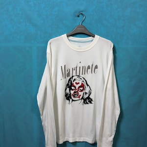 RARE!! VTG square japan japenese designer marilyn monroe martinete  embroidery logo long sleeve large #1066
