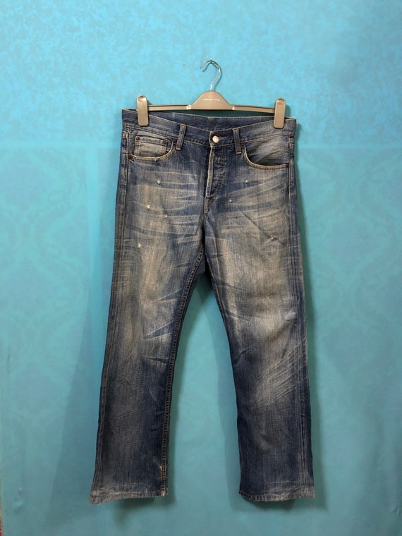 SALE!!VTG takeo kikuchi distress indigo jeans japa