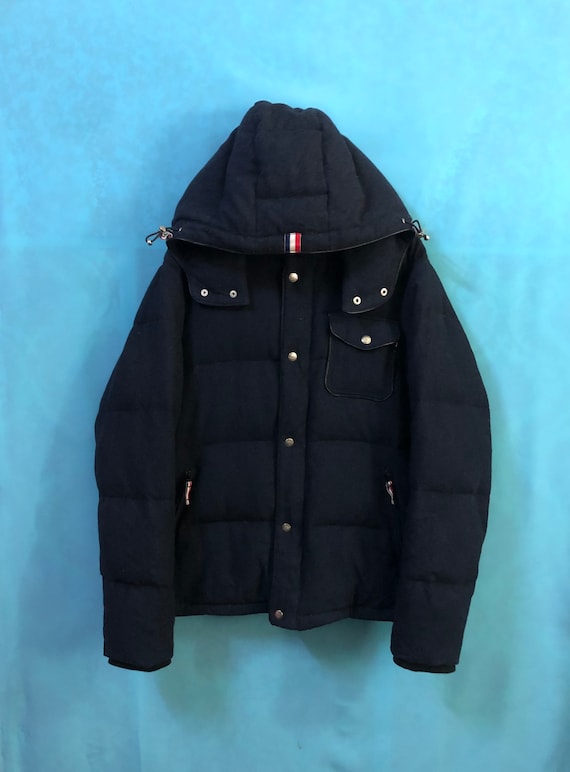 RARE!! VTG Beams Heart Puffer Down Jackets Navy Designer