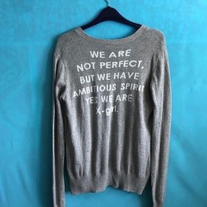 RARE!!VTG x-girl cardigan jumler button down knitwear quotes shirt size 2 #1499