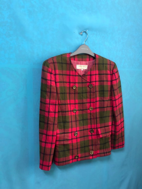 Nina Ricci, MEGARARE!! VTG nina ricci actualities jackets coats tartan plaid blazer size 9 womens #928