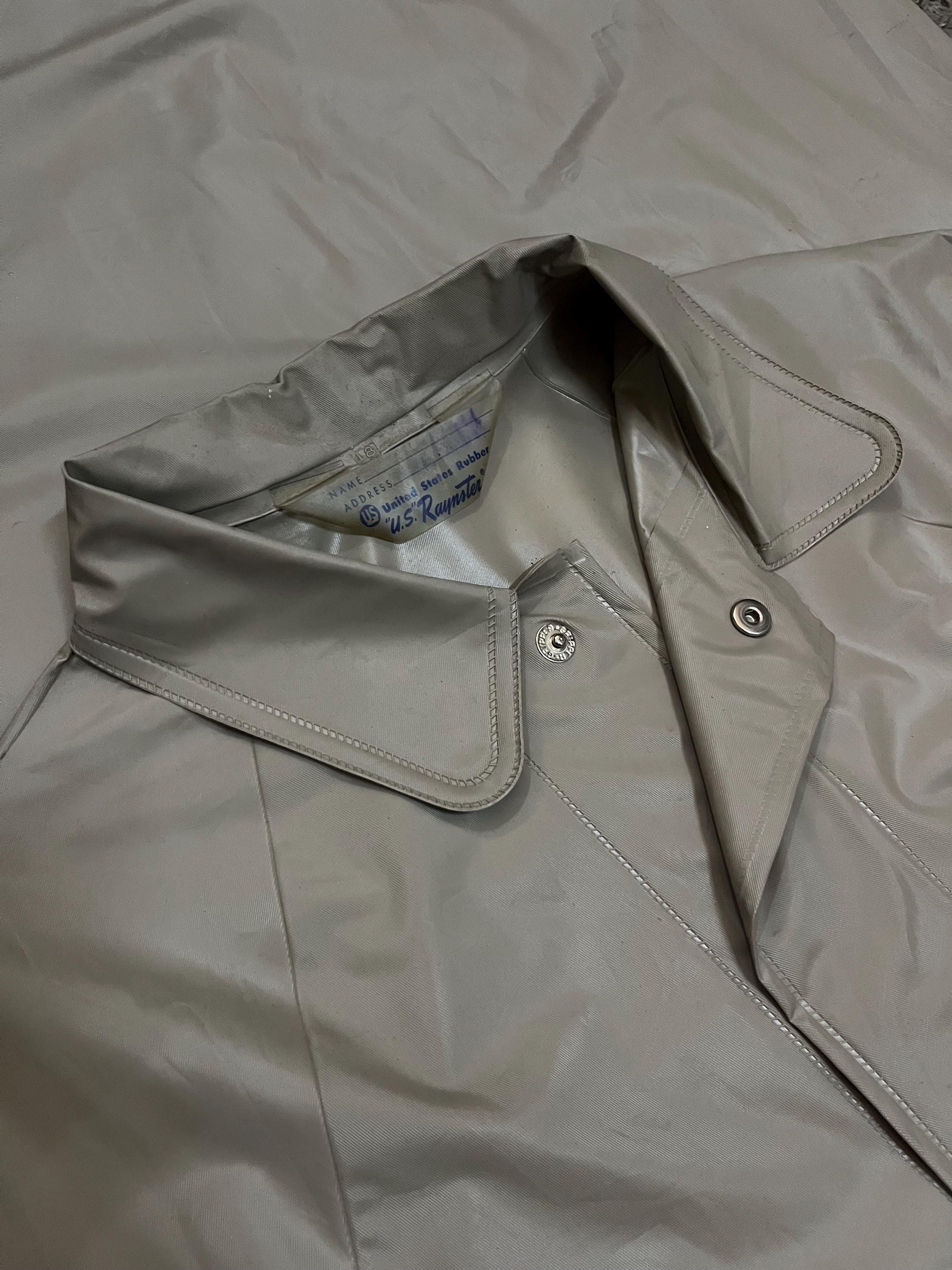 1940s WW2 U.S Raynster United States Rubber Rain Coats Parka Long 
