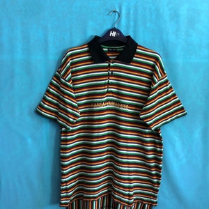 SALE!!VTG kansai yamamoto striped embroidery logo gold front back large #1588