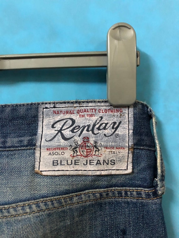 RARE!!VTG replay waitom distress jeans patchwork … - image 4