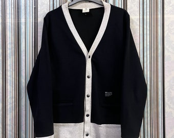 Vintage Campus Cardigan, 60s Two Tone Wool Knit Cardigan