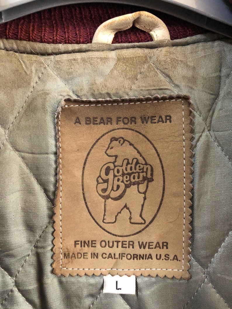 RAREVTG golden bear varsity jacket leather letterman | Etsy