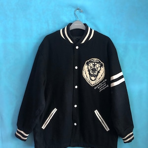 RARE!!VTG back channel rasta fury lion varsity jacket large #1817