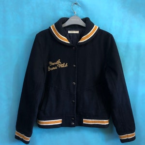 SALE!!VTG lowrys farm varsity button down youth gone wild embroidery two tone large #1748
