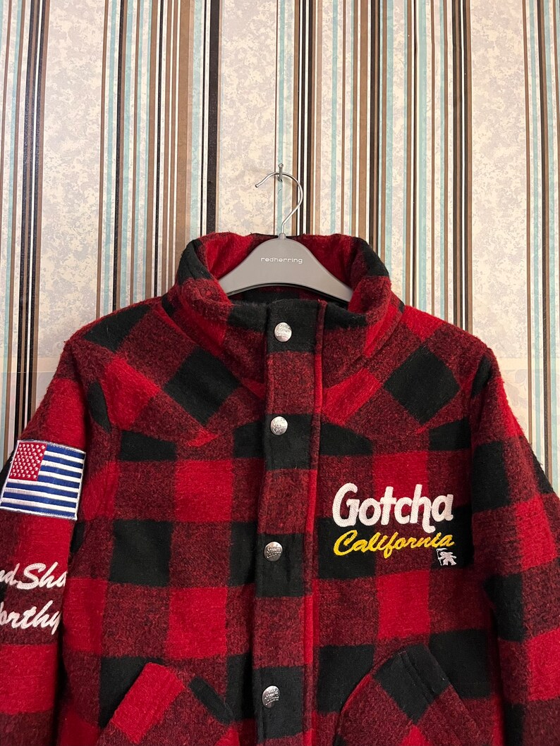 RARE!!VTG Gotcha California Gotcha 78 Surf Tartan Patches Wool Size S # ...