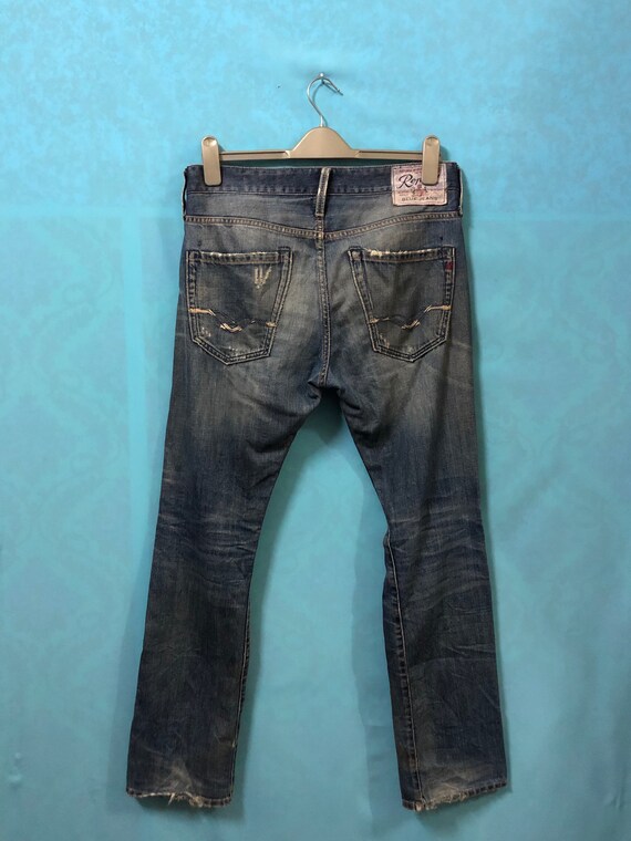 RARE!!VTG replay waitom distress jeans patchwork … - image 3