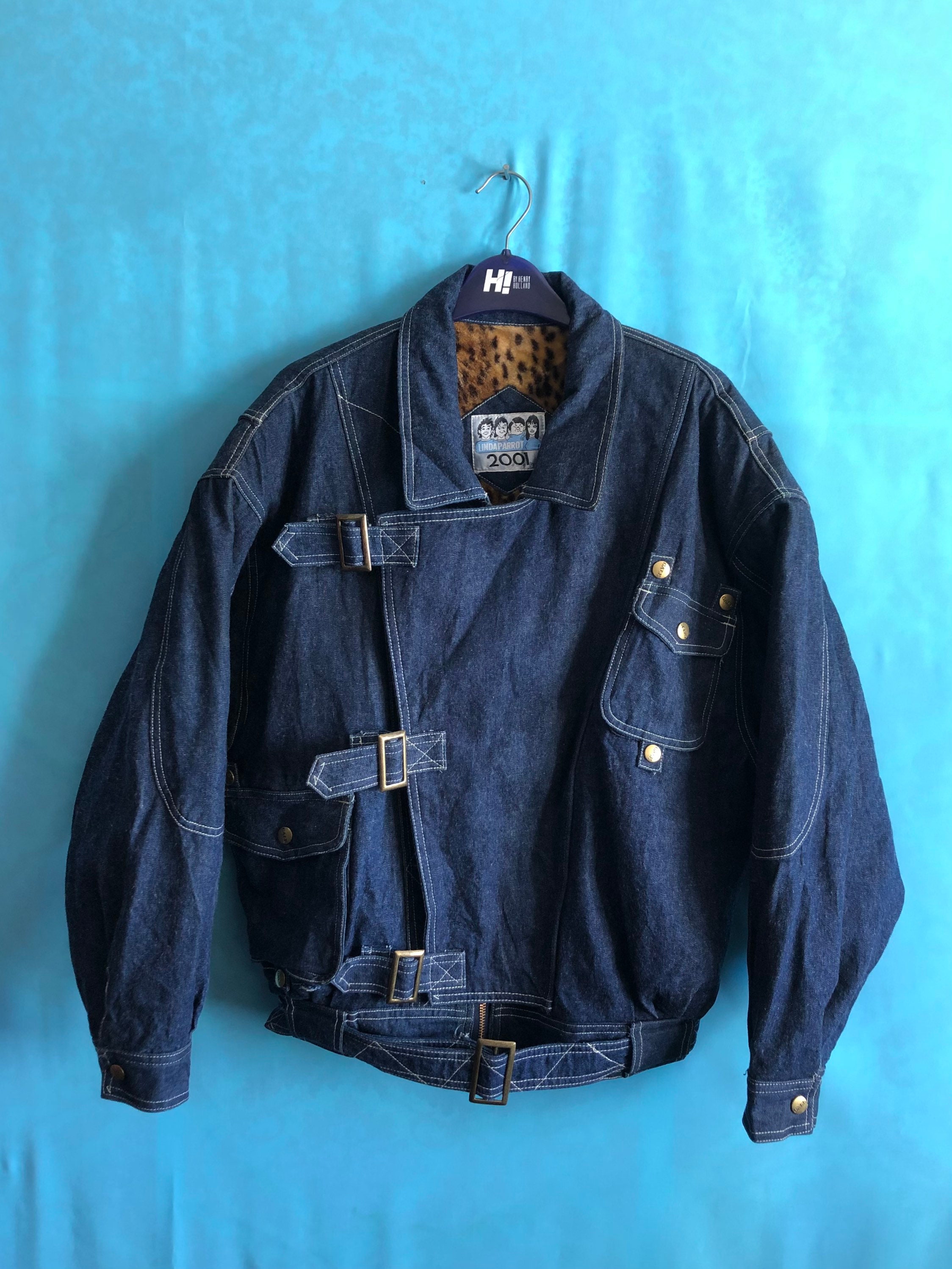 RAREVTG Linda Parrot 2001 by Gale Tactical Technical Designer Bomber Denim Jacket Leopard Freesize 1552 Etsy