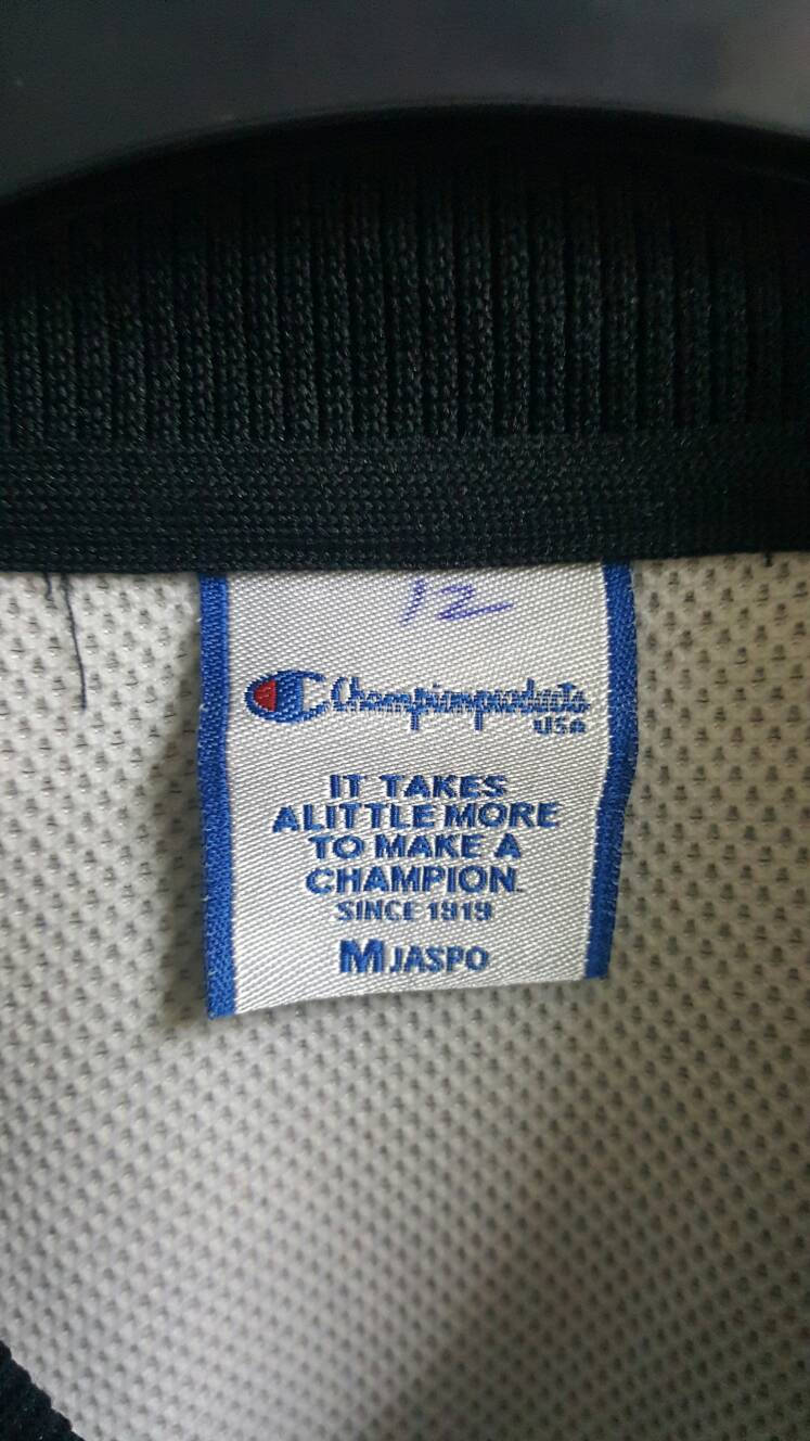 Vintage Champion Full Zip Varsity Bomber Jacket Black Big