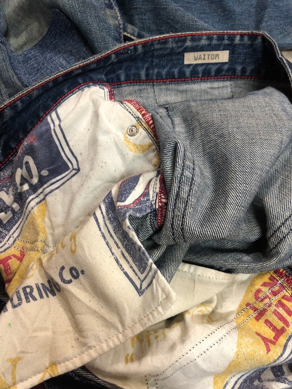 RARE!!VTG replay waitom distress jeans patchwork … - image 8