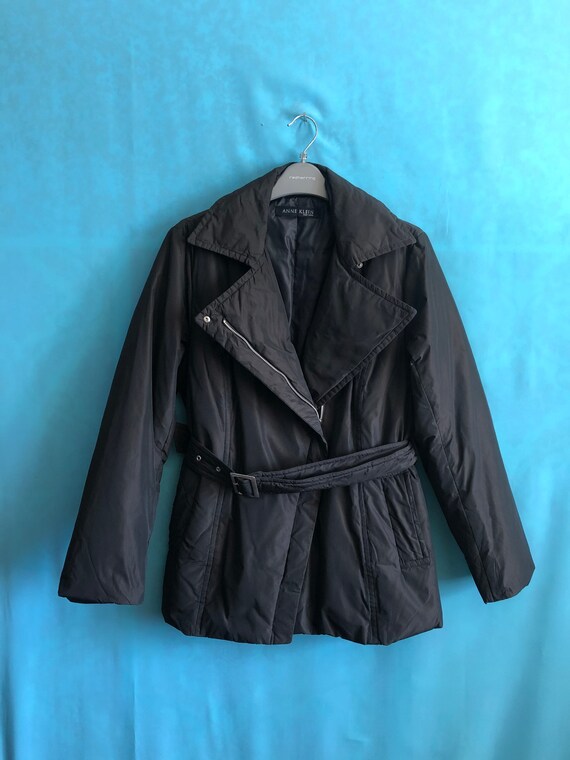 SALE!!VTG Anne Klein New York Double Collar Belted Zipped Jacket 