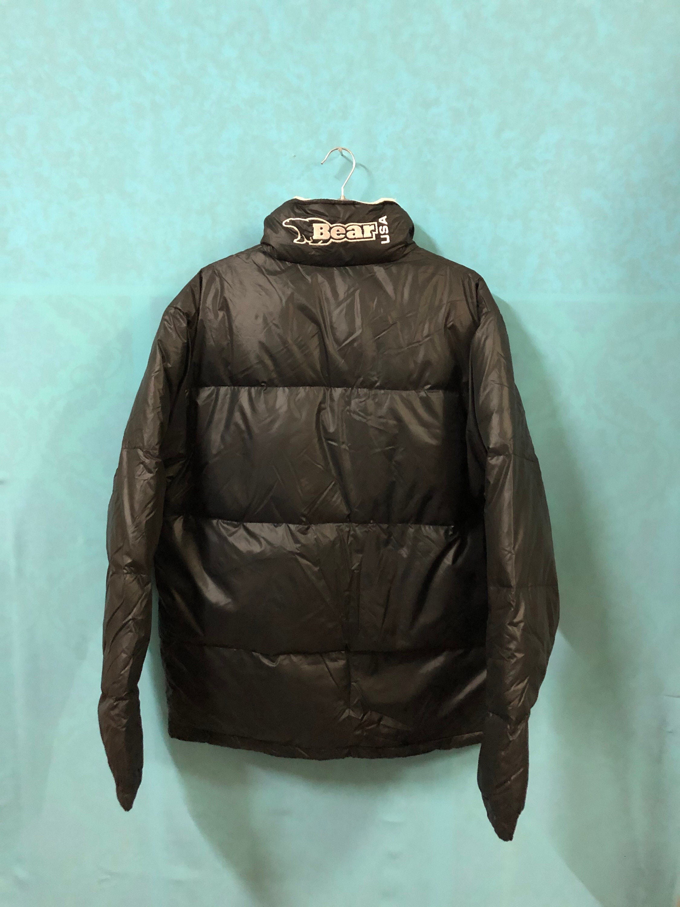 VTG BEAR USA Down Puffer Jackets Wool Collar Extra Large Mint 