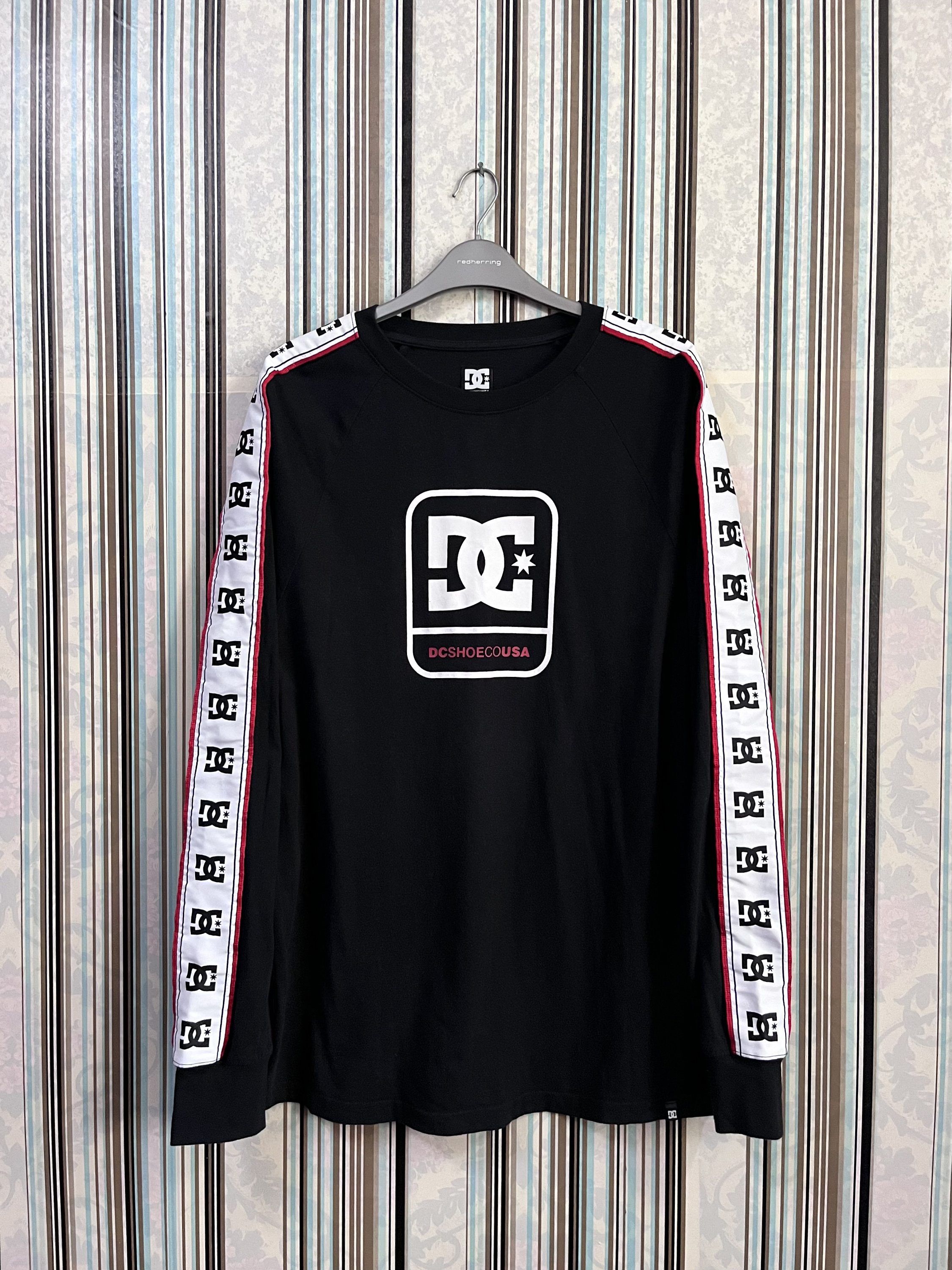 DC shoes スウェット made in USA サイズ　XL MEGARARE!!VTG Dcshoecousa Dc Shoe Co Usa Crewneck Striped Sleeve