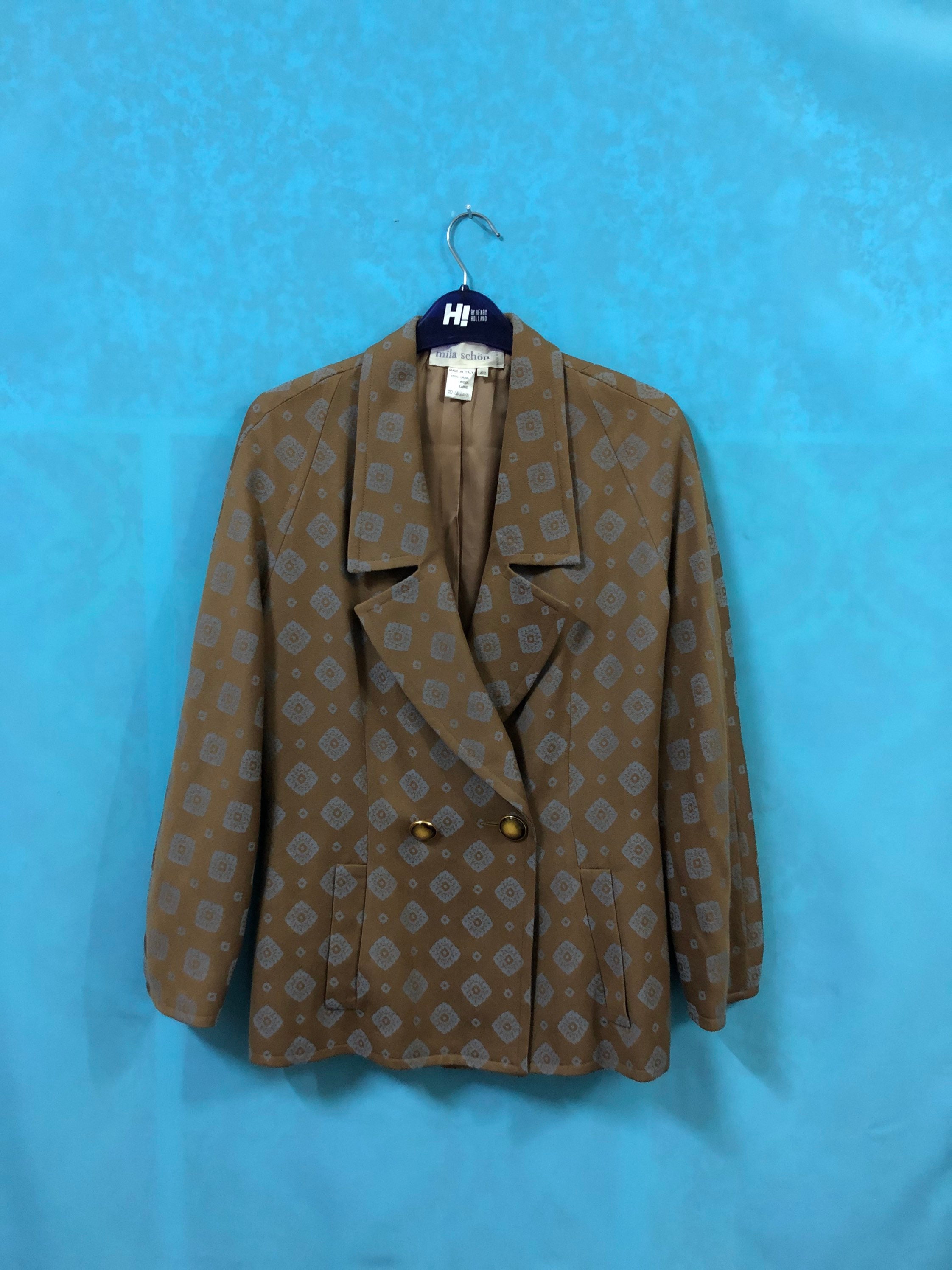 VTG MILA SCHON double breasted abstract desigb wool blended made in italy size 42 #37